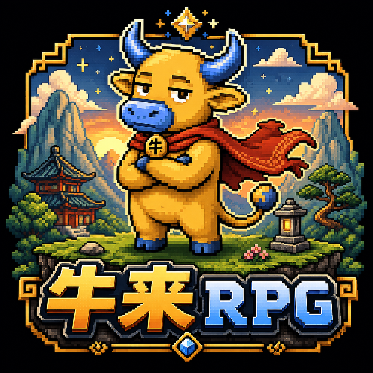 牛来 RPG — Niu Lai, the sleepy golden bull with blue horns